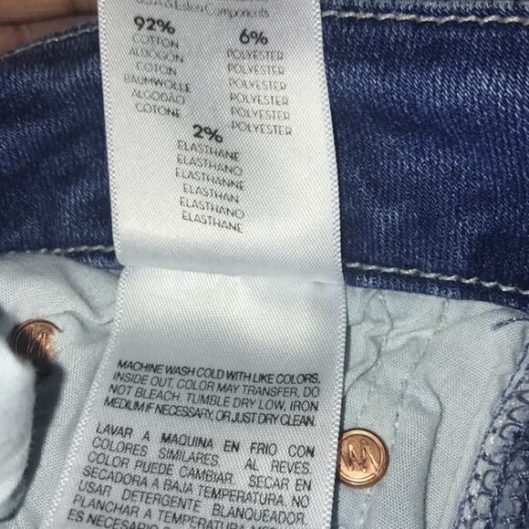 Mother Looker Ankle Fray Jeans in Light Wash Side Stripe Blue Pink Size 29 - Picture 9 of 11